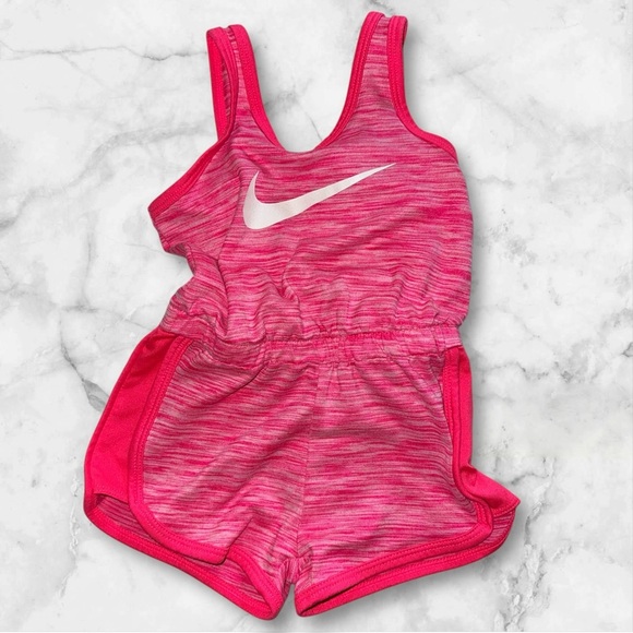 Nike Girl’s Pink Romper Tank Top Shorts Jumpsuit One Piece Pink Dri-Fit 24m - Picture 1 of 4